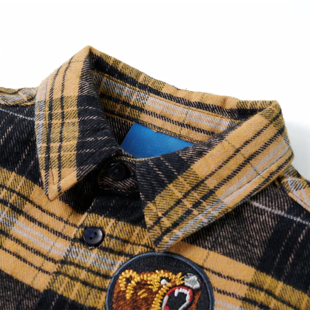 Vidaxl kindershirt geruit 128 geel en zwart