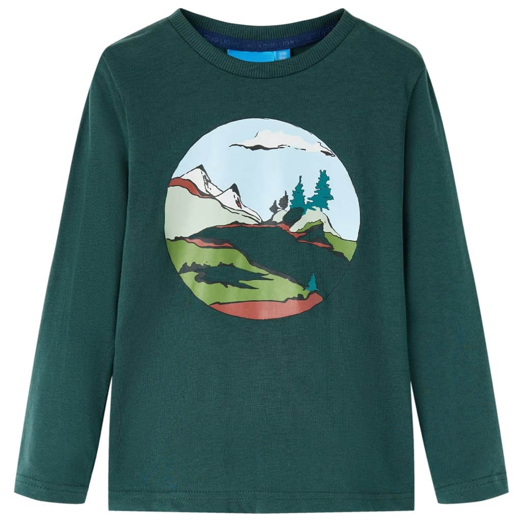 VidaXL Kindershirt met lange mouwen 116 donkergroen