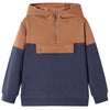 Vidaxl kindersweater met capuchon halve rits 104 antraciet- en cognackleurig
