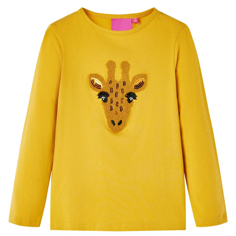 VidaXL Kindershirt met lange mouwen 92 donker okerkleurig