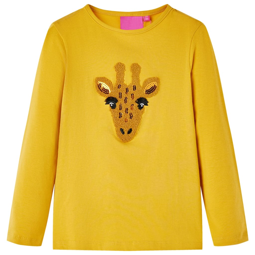 Vidaxl kindershirt met lange mouwen 116 donker okerkleurig