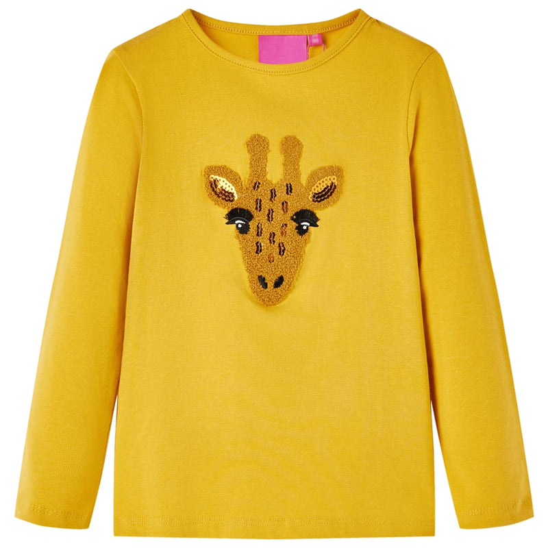 Vidaxl kindershirt met lange mouwen 128 donker okerkleurig