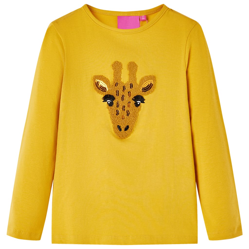 Vidaxl kindershirt met lange mouwen 140 donker okerkleurig