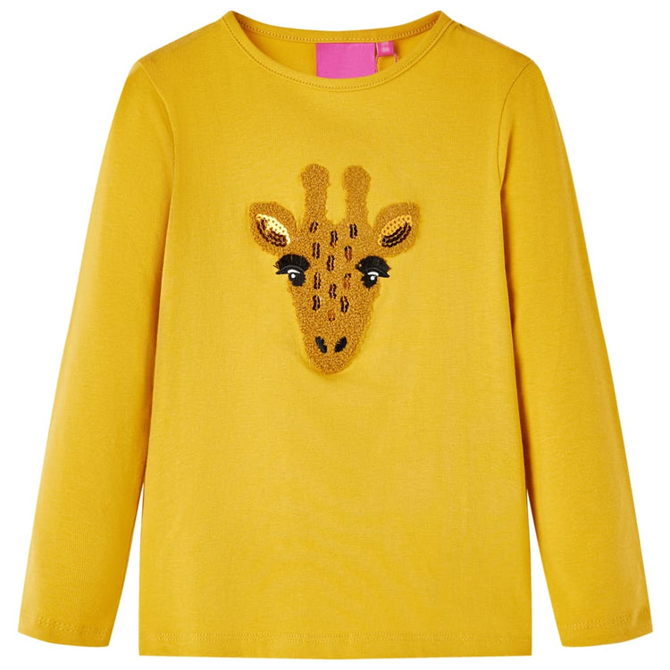 Vidaxl kindershirt met lange mouwen 140 donker okerkleurig
