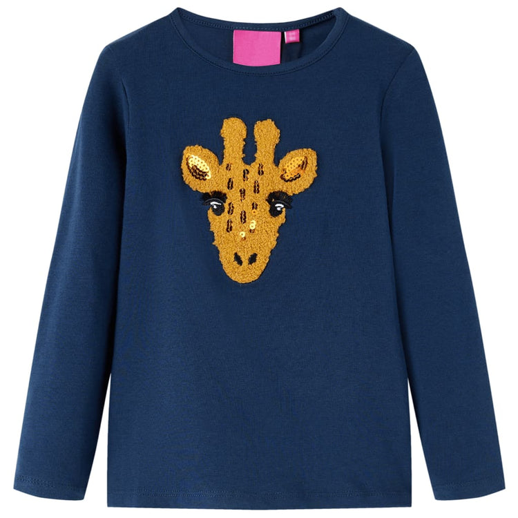 Vidaxl kindershirt met lange mouwen 128 marineblauw