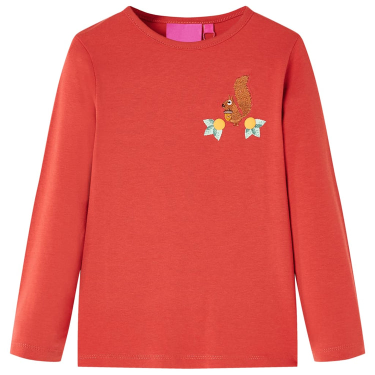 Vidaxl kindershirt met lange mouwen 128 roodbruin