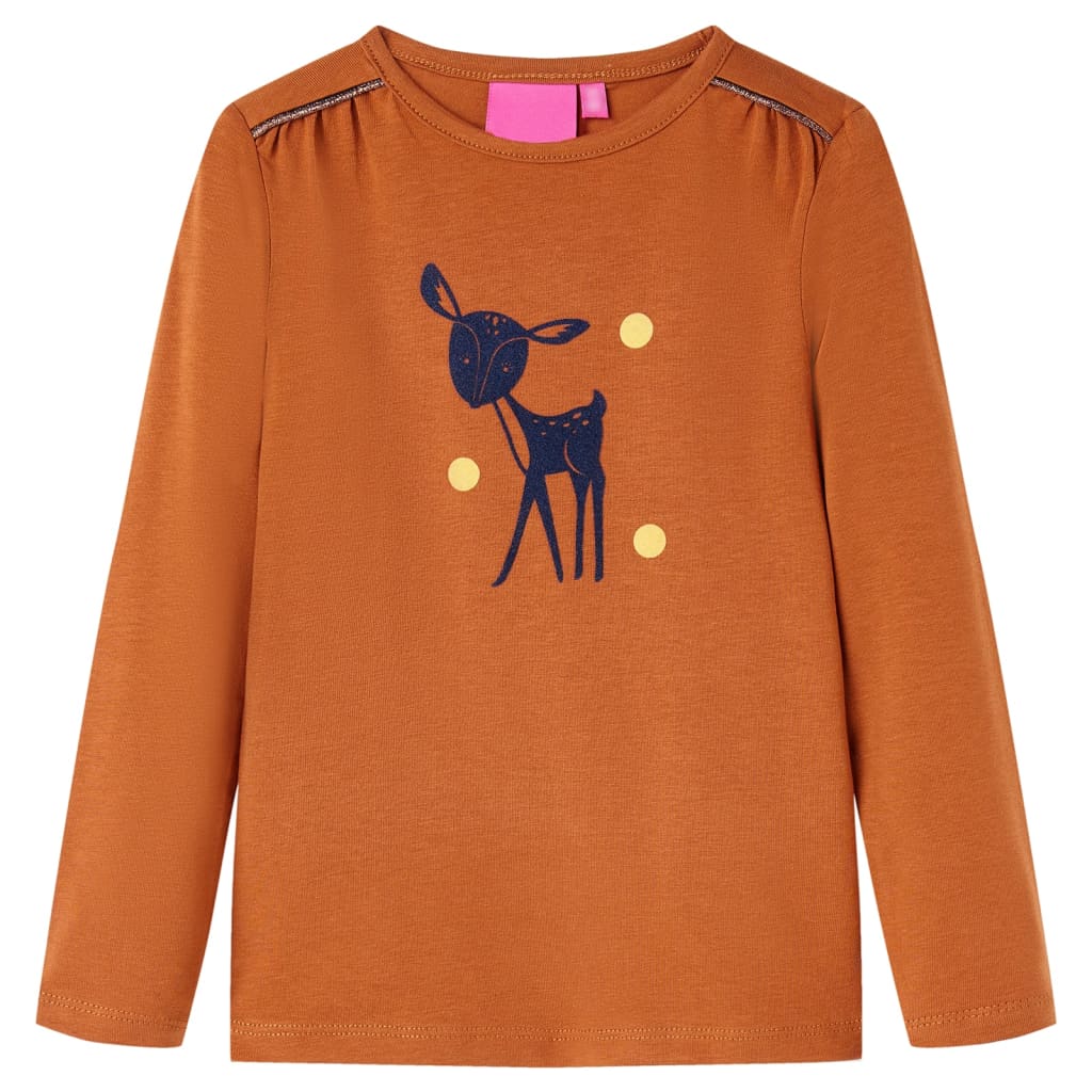 Vidaxl kindershirt met lange mouwen 92 cognackleurig