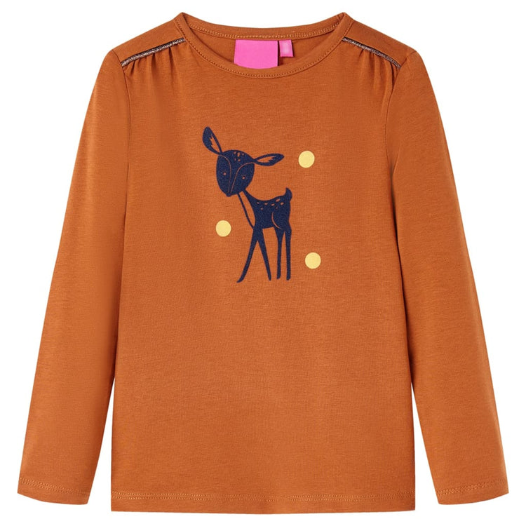 Vidaxl kindershirt met lange mouwen 92 cognackleurig