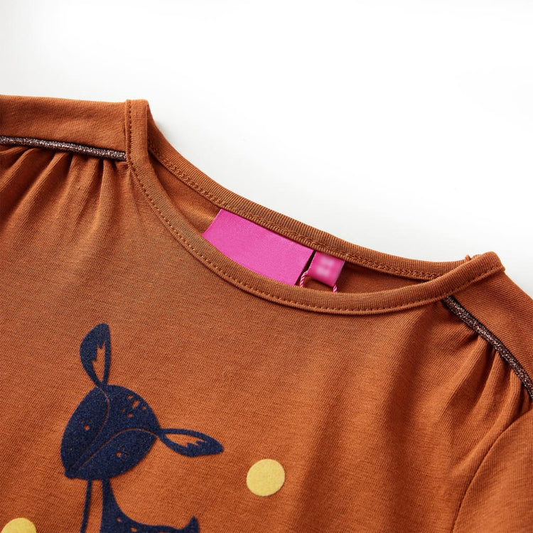 Vidaxl kindershirt met lange mouwen 116 cognackleurig