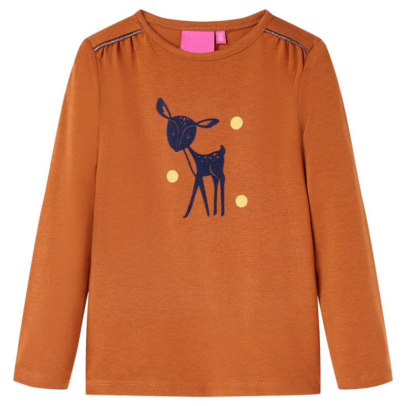 Vidaxl kindershirt met lange mouwen 140 cognackleurig
