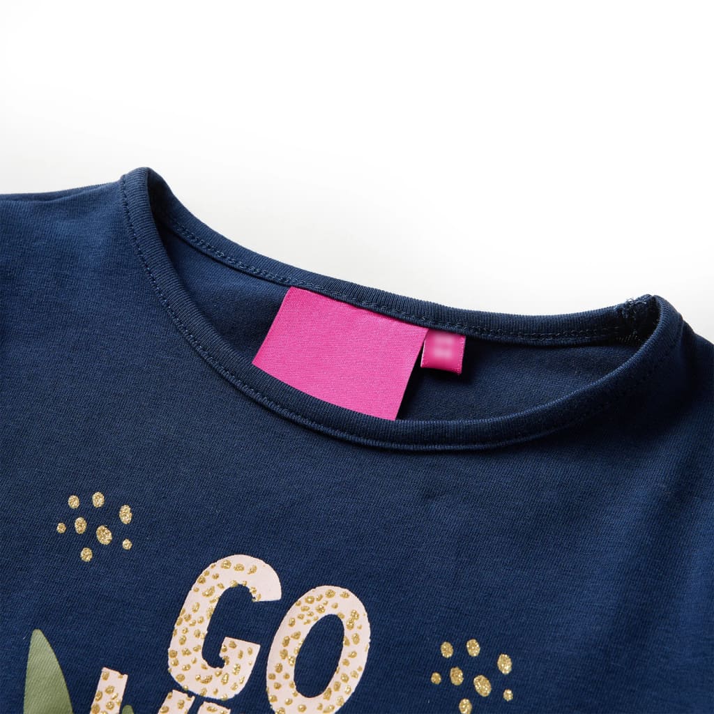 Vidaxl kindershirt met lange mouwen 128 marineblauw