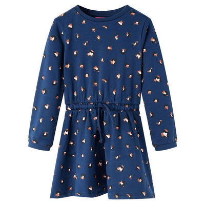 VidaXL Kinderjurk met lange mouwen 104 marineblauw