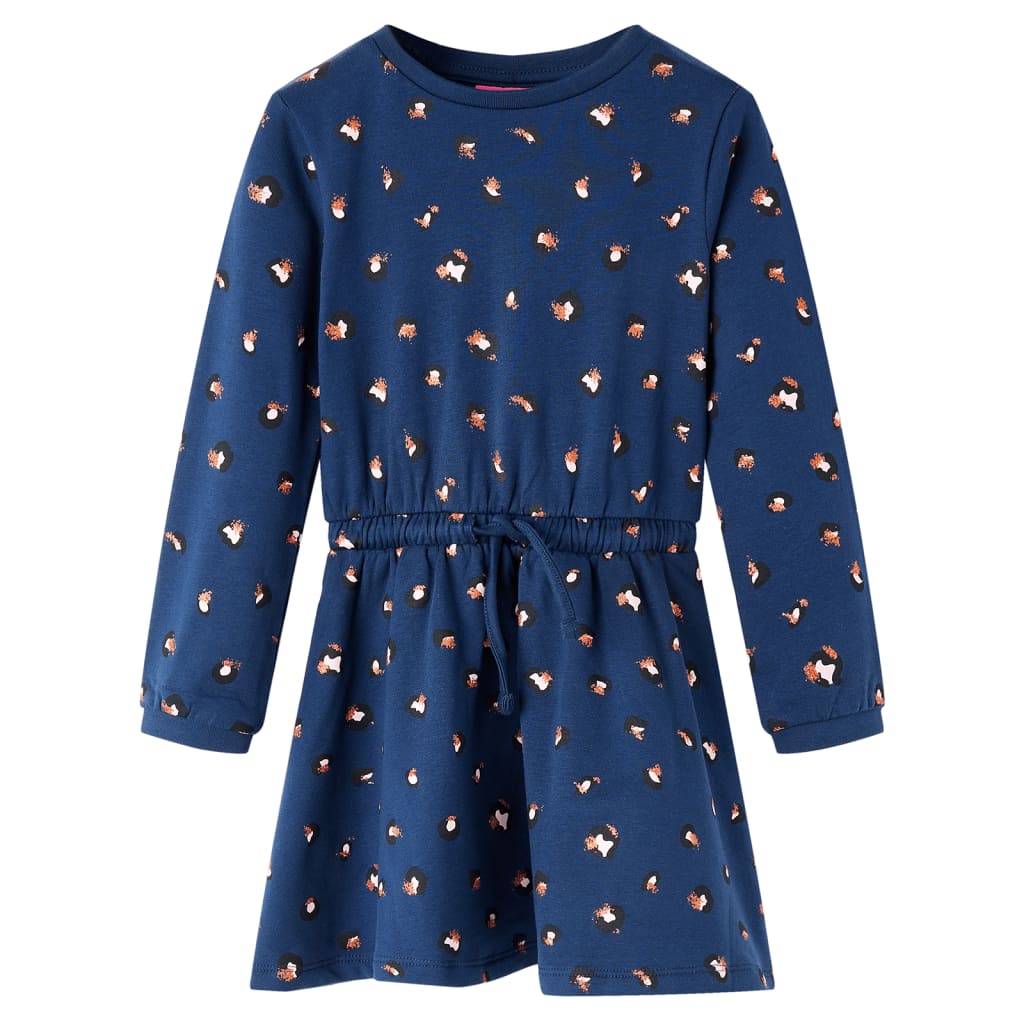 Vidaxl kinderjurk met lange mouwen 104 marineblauw