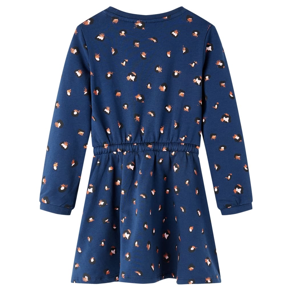 VidaXL Kinderjurk met lange mouwen 104 marineblauw