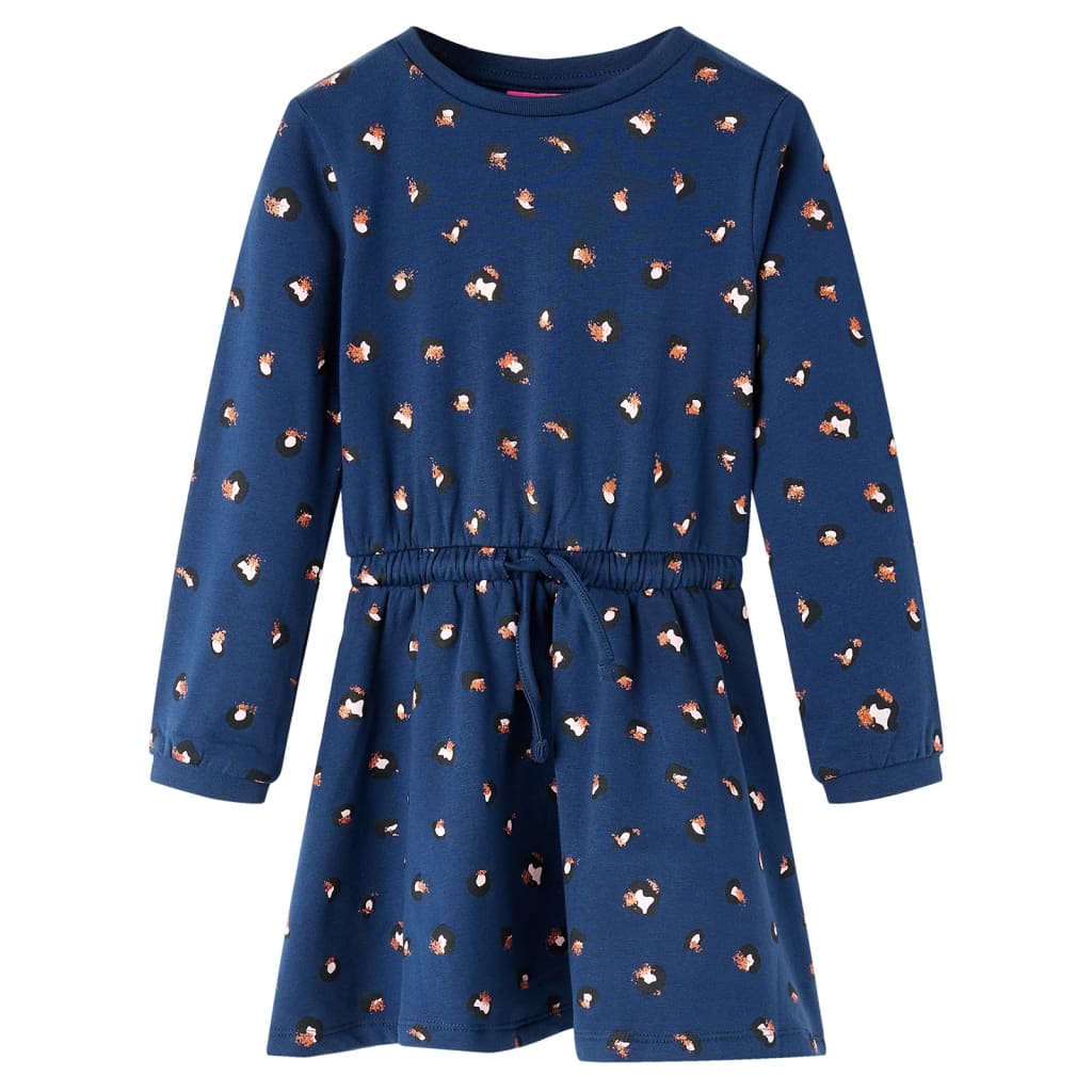 VidaXL Kinderjurk met lange mouwen 128 marineblauw