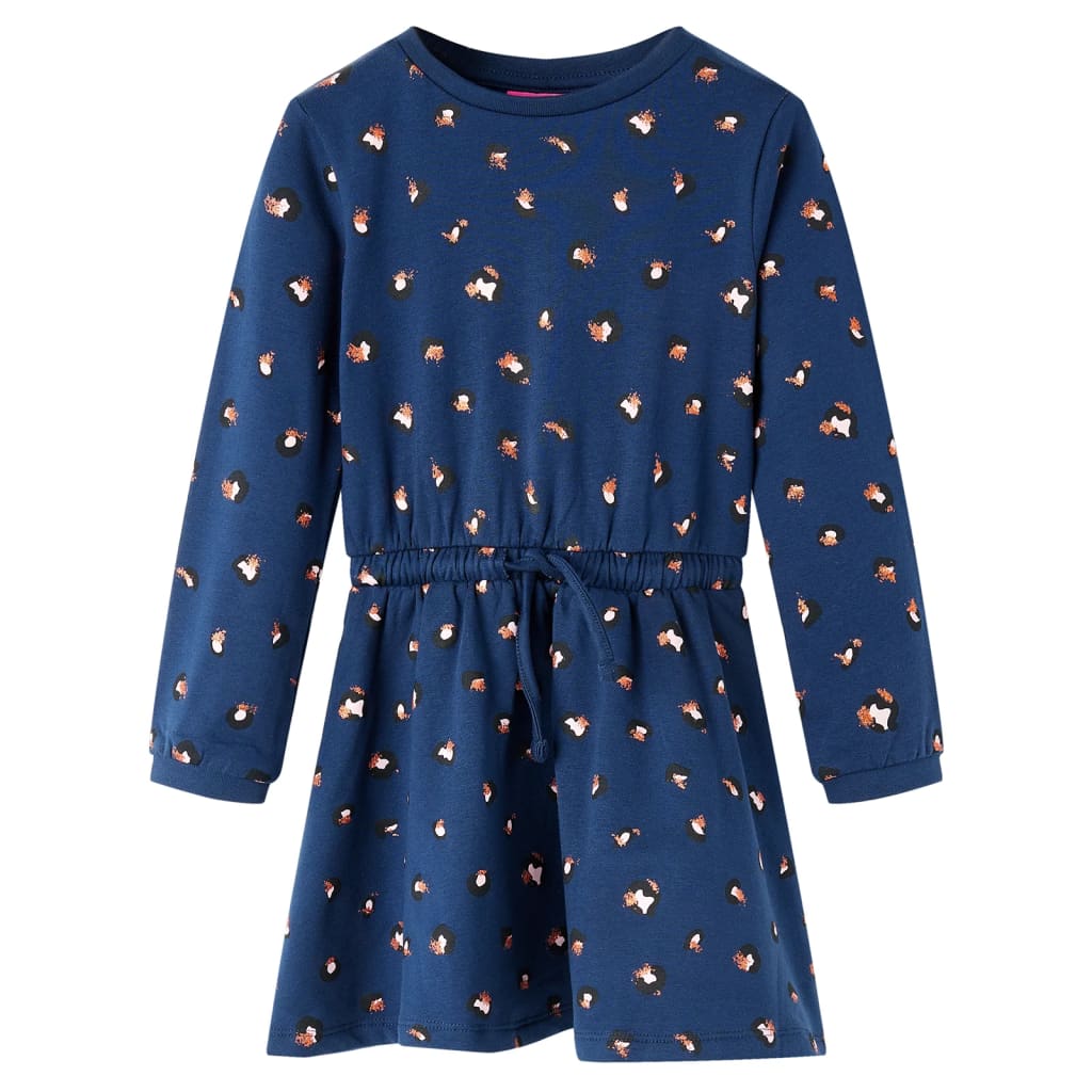 Vidaxl kinderjurk met lange mouwen 128 marineblauw