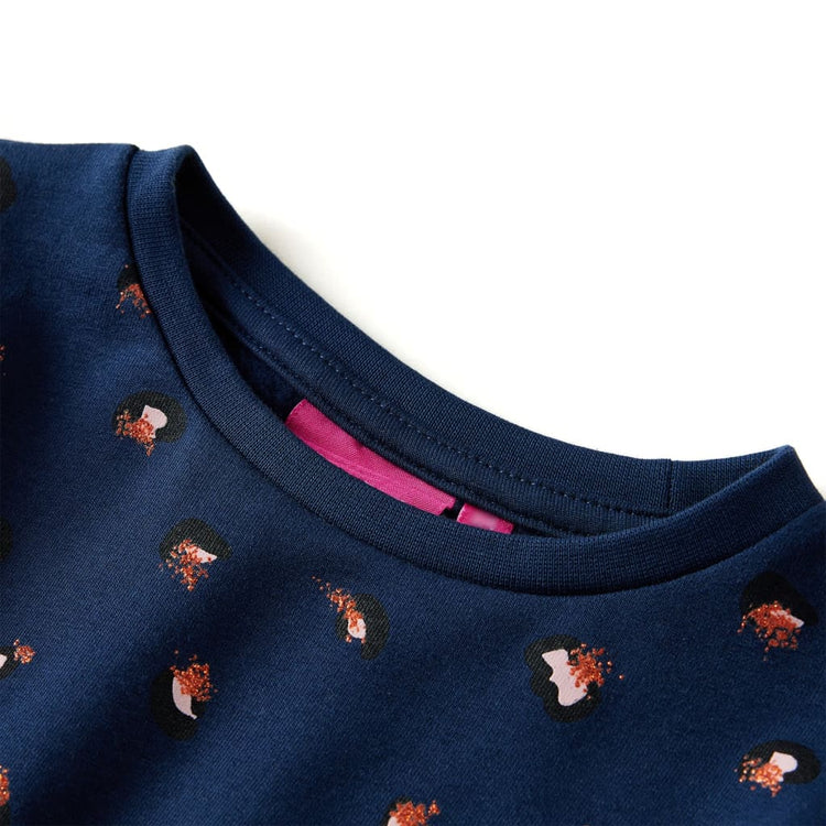Vidaxl kinderjurk met lange mouwen 128 marineblauw