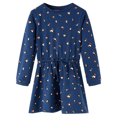 VidaXL Kinderjurk met lange mouwen 140 marineblauw