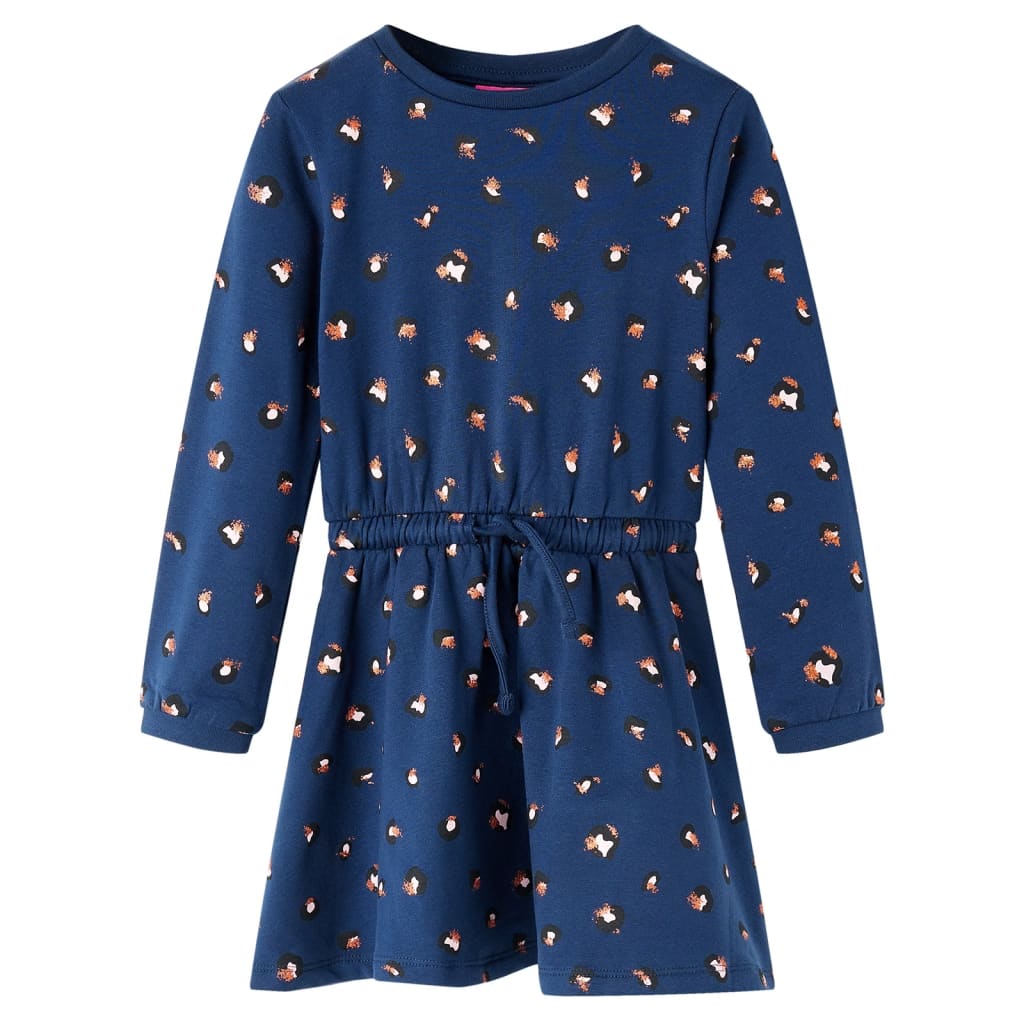 Vidaxl kinderjurk met lange mouwen 140 marineblauw