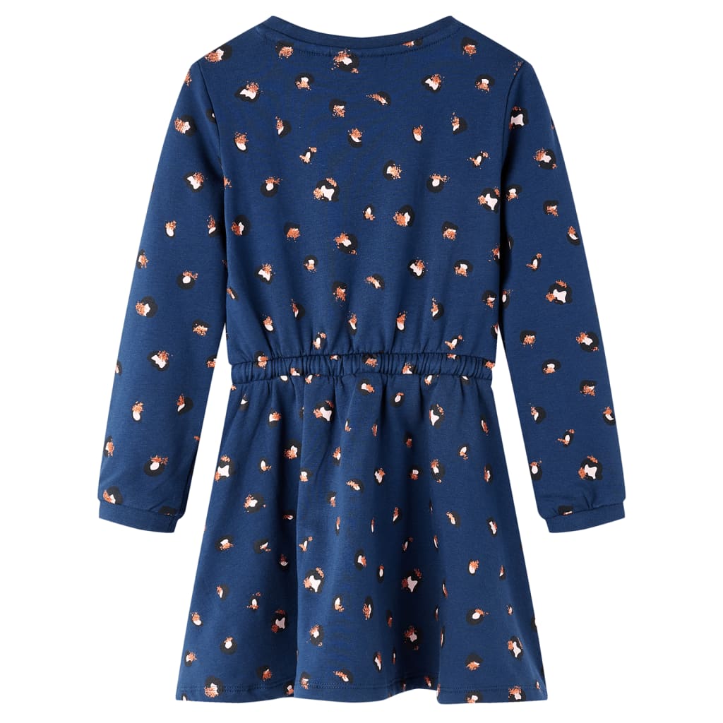 VidaXL Kinderjurk met lange mouwen 140 marineblauw