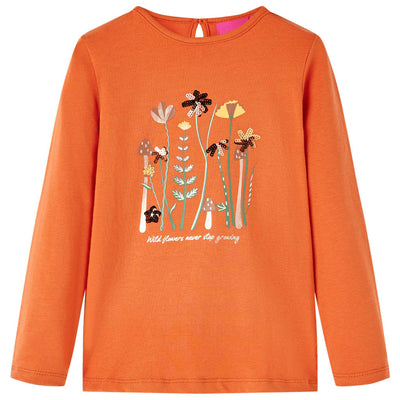 VidaXL Kindershirt met lange mouwen 128 oranjebruin