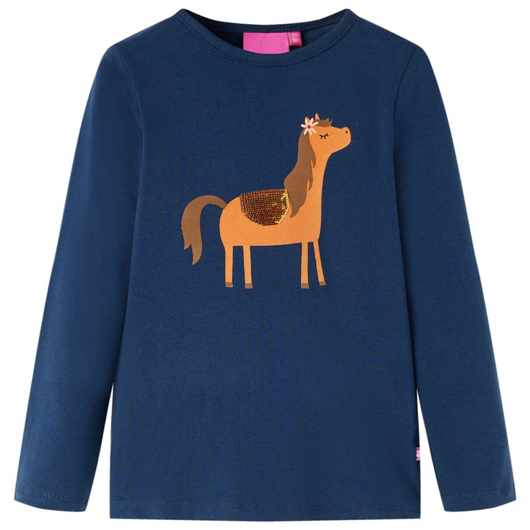 Vidaxl kindershirt met lange mouwen 128 marineblauw