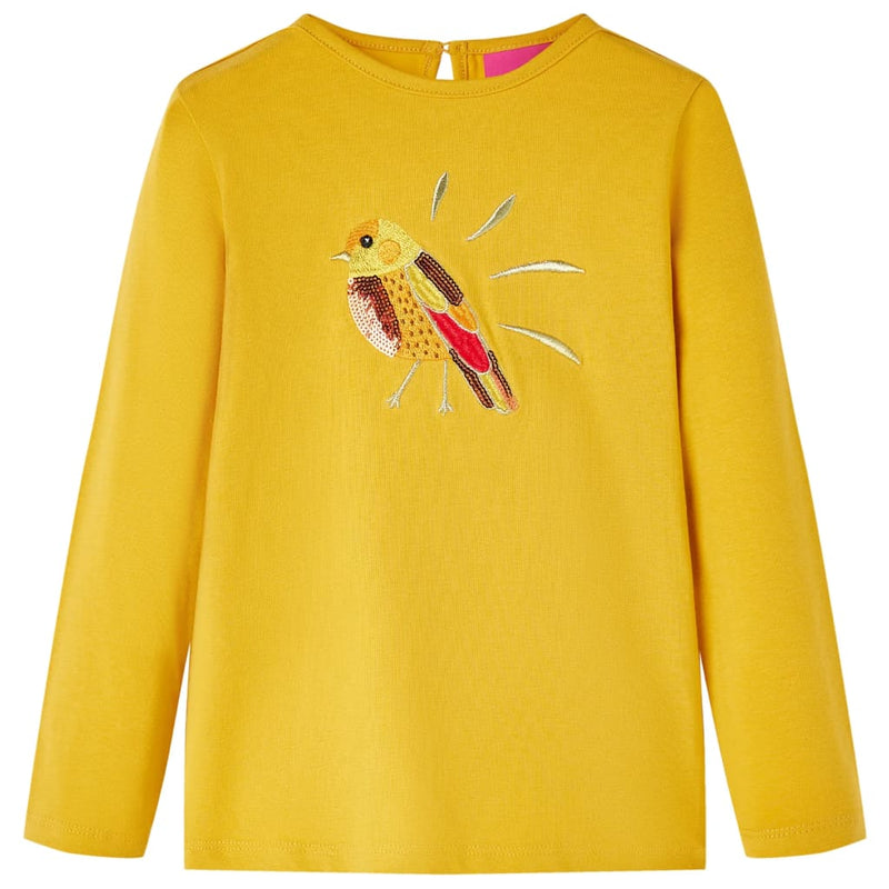 Vidaxl kindershirt met lange mouwen 104 donker okerkleurig