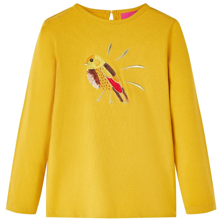 Vidaxl kindershirt met lange mouwen 128 donker okerkleurig