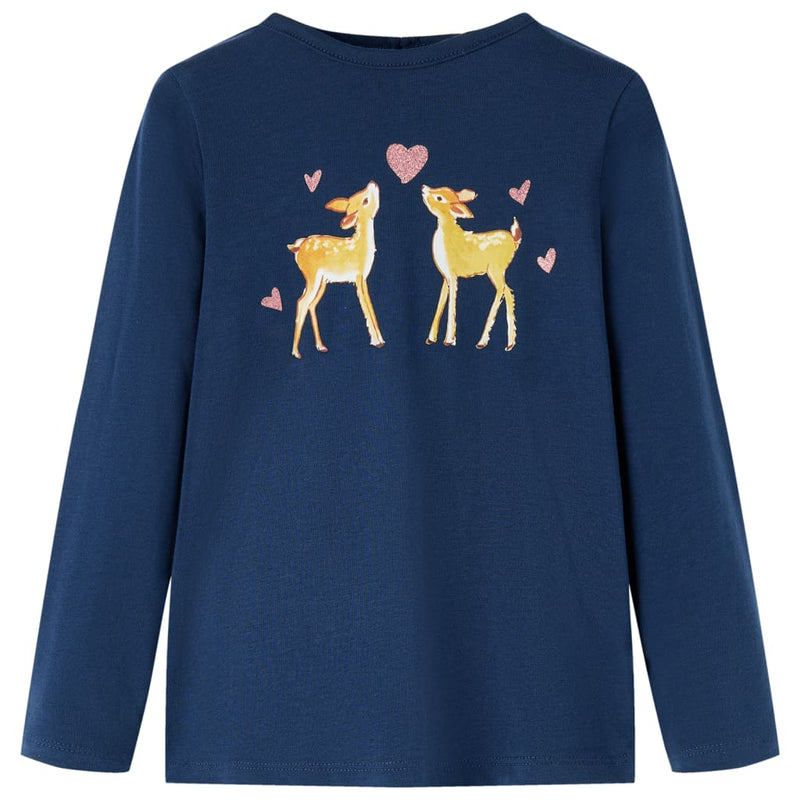 Vidaxl kindershirt met lange mouwen 128 marineblauw