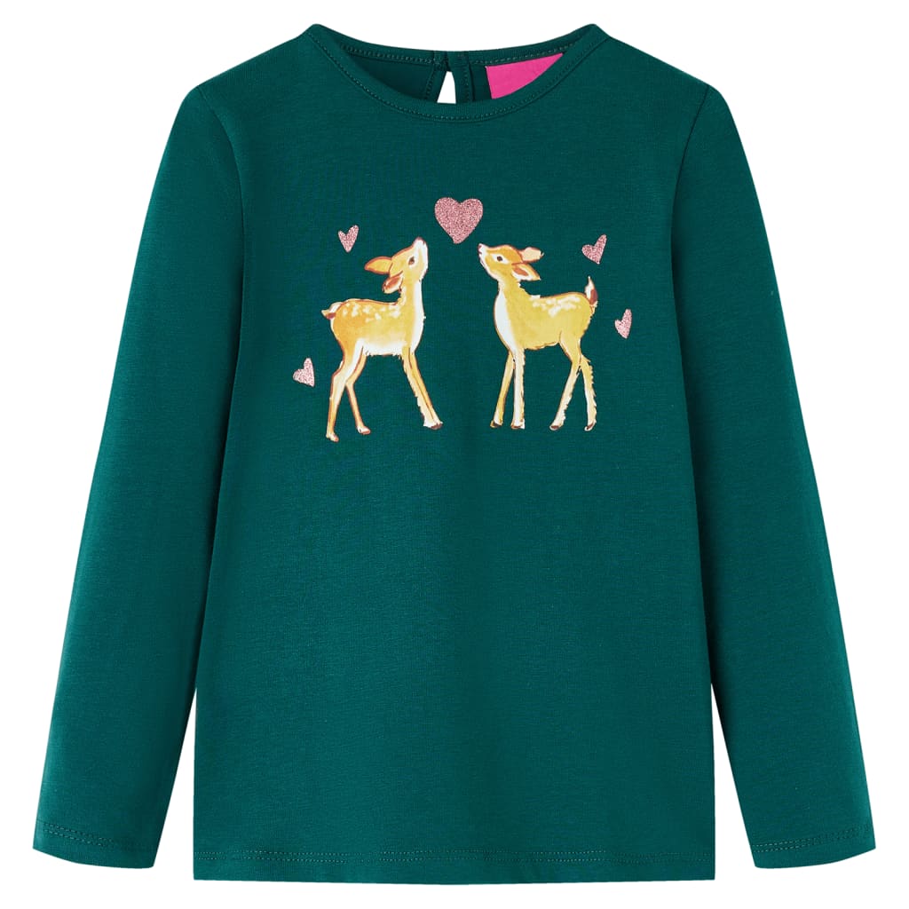 Vidaxl kindershirt met lange mouwen 92 donkergroen