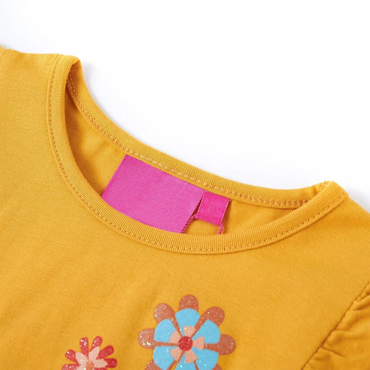 Vidaxl kindershirt met lange mouwen 140 donker donkerokerkleurig