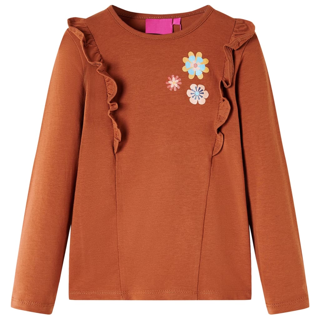 VidaXL Kindershirt met lange mouwen 104 cognackleurig