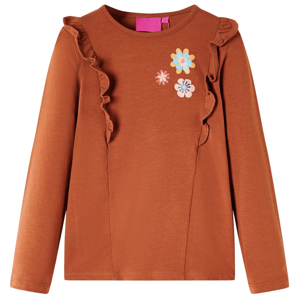 VidaXL Kindershirt met lange mouwen 128 cognackleurig