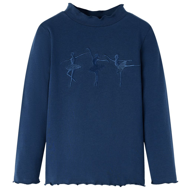 Vidaxl kindershirt lange mouwen 128 marineblauw