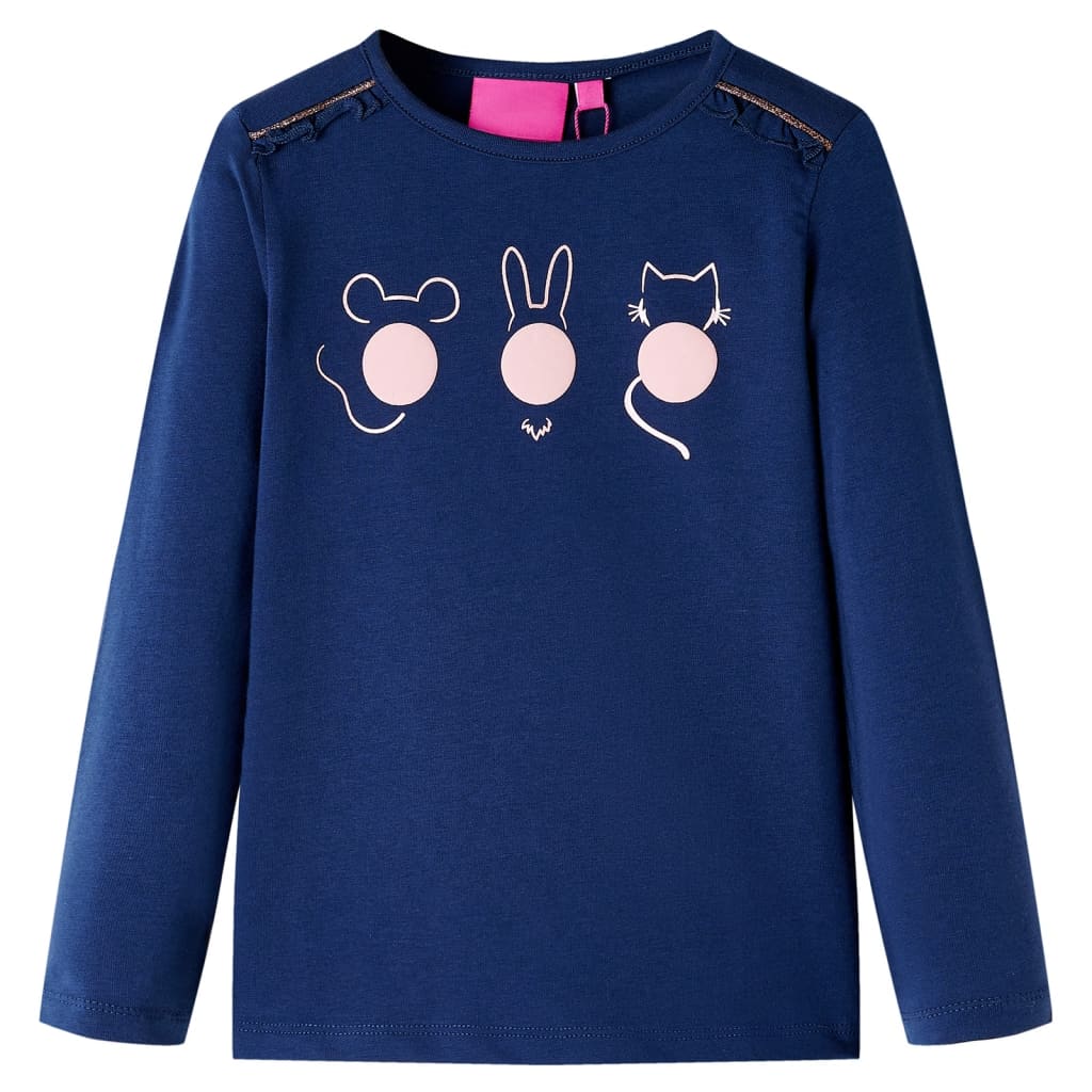 VidaXL Kindershirt met lange mouwen 104 marineblauw