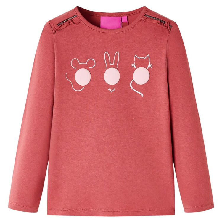 Vidaxl kindershirt met lange mouwen 116 rozebruin