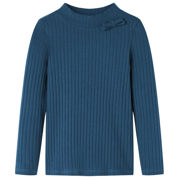Vidaxl kindershirt met lange mouwen geribd 128 marineblauw