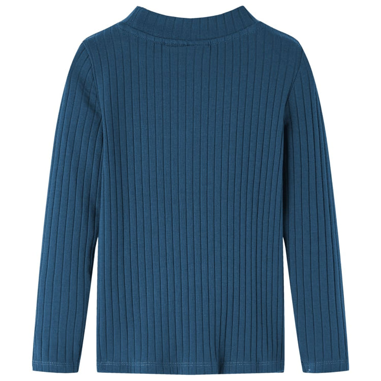 Vidaxl kindershirt met lange mouwen geribd 128 marineblauw
