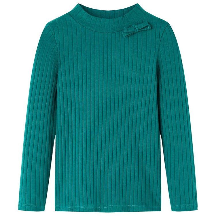 Vidaxl kindershirt met lange mouwen geribd 140 donkergroen