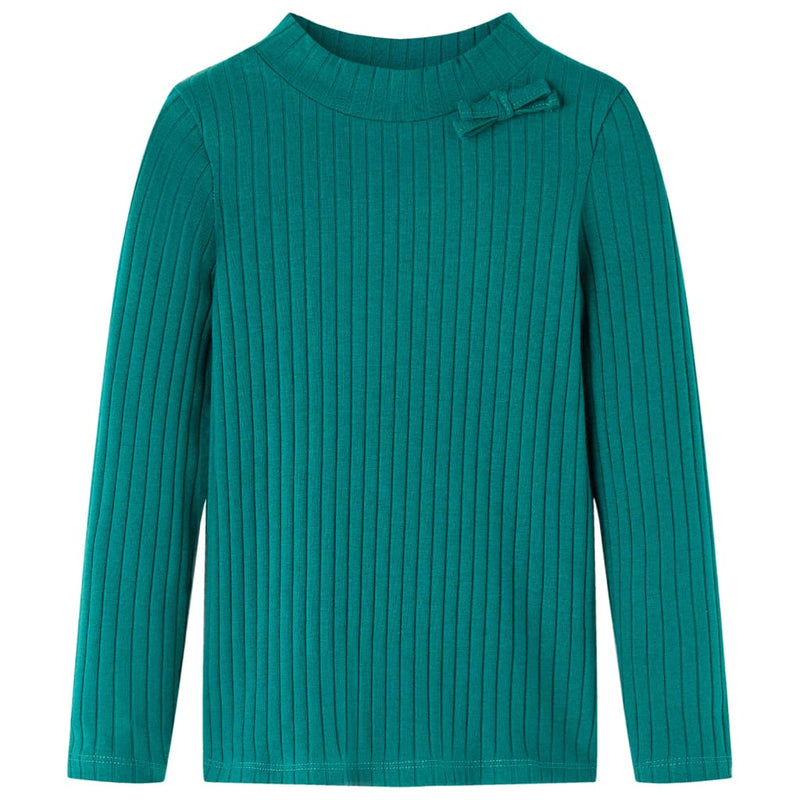 VidaXL Kindershirt met lange mouwen geribd 140 donkergroen