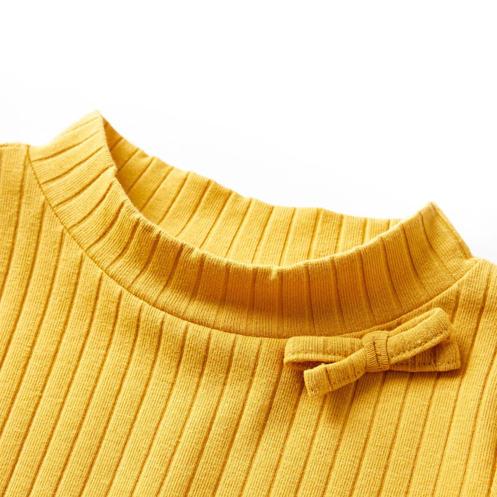 Vidaxl kindershirt met lange mouwen geribd 116 donker okerkleurig