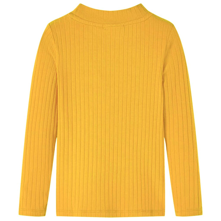 VidaXL Kindershirt met lange mouwen geribd 140 donker okerkleurig