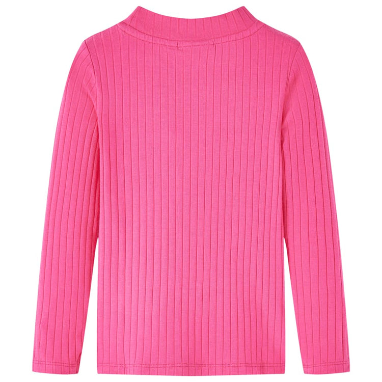 VidaXL Kindershirt met lange mouwen geribd 140 felroze