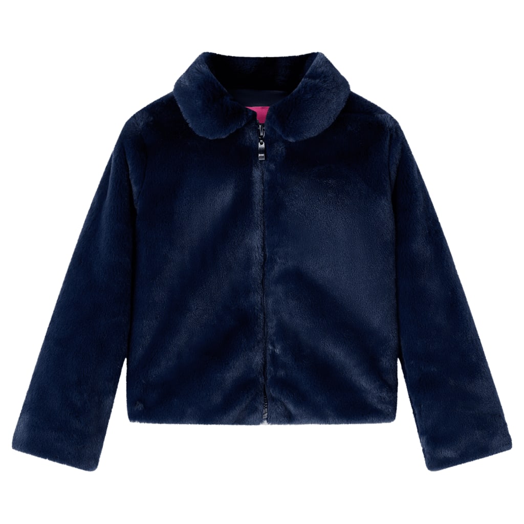 Vidaxl kinderjas 128 kunstvacht marineblauw