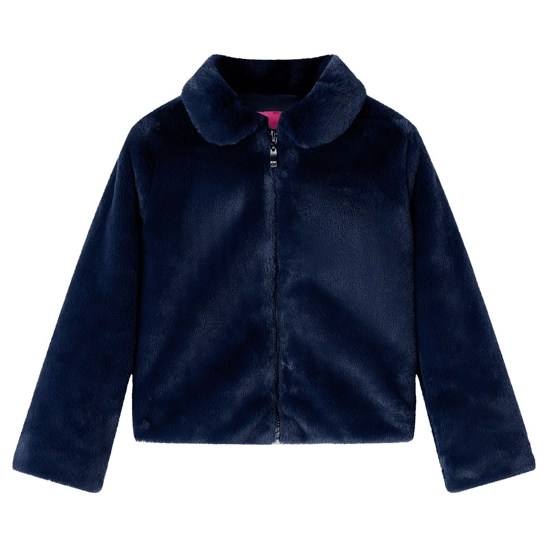 Vidaxl kinderjas 128 kunstvacht marineblauw