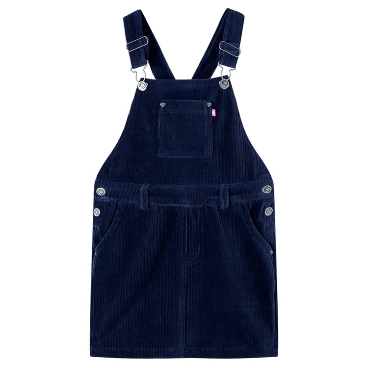 VidaXL Kindertuinjurk 128 ribfluweel marineblauw