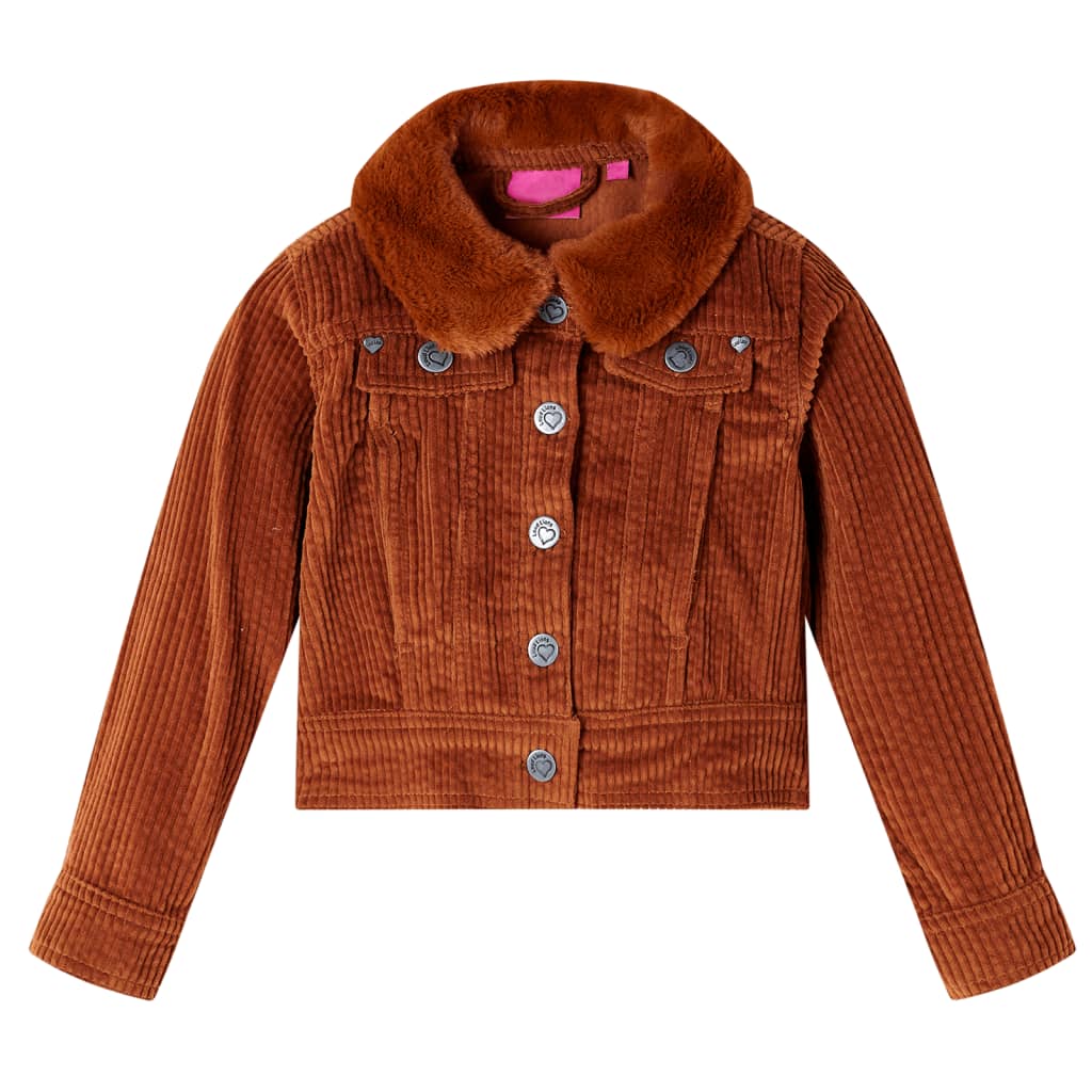 Vidaxl kinderjas 116 ribfluweel cognackleurig