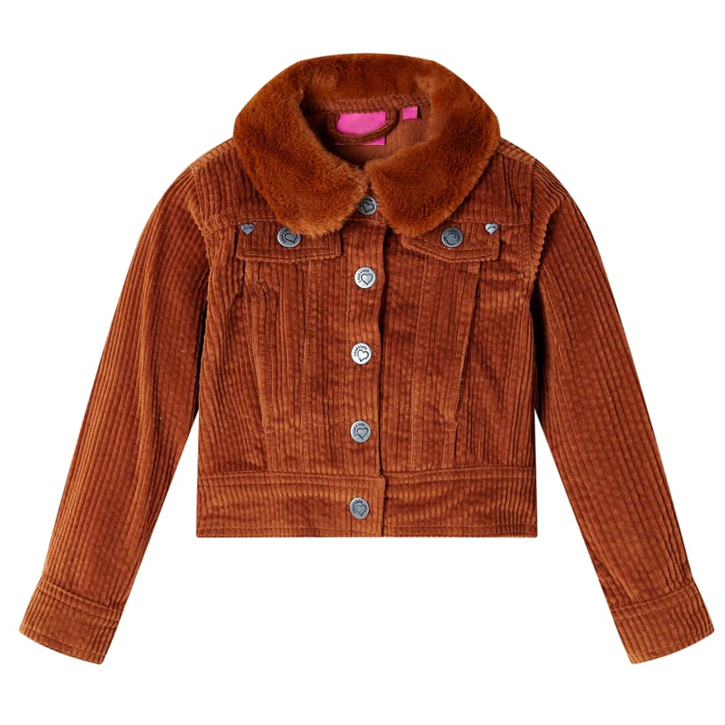 Vidaxl kinderjas 140 ribfluweel cognackleurig