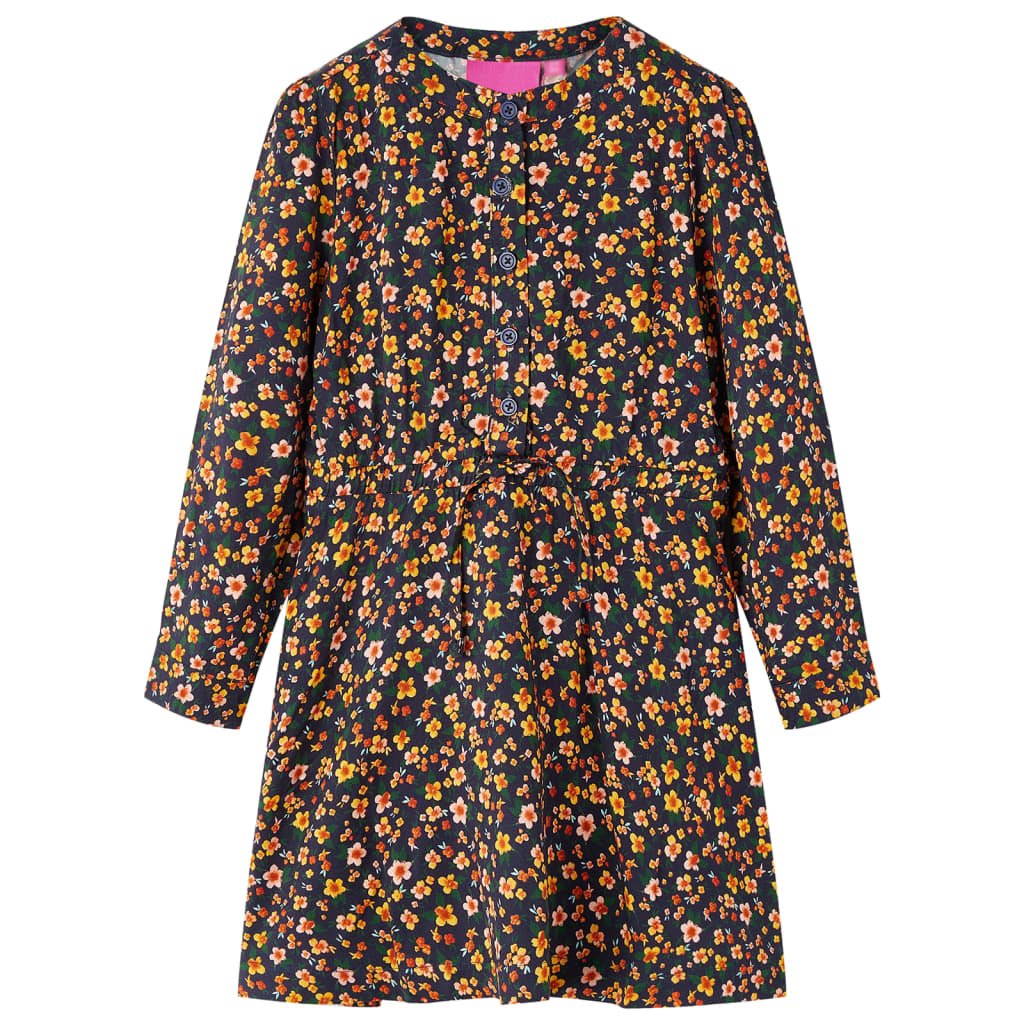 Vidaxl kinderjurk met lange mouwen 116 marineblauw