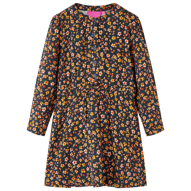 Vidaxl kinderjurk met lange mouwen 128 marineblauw